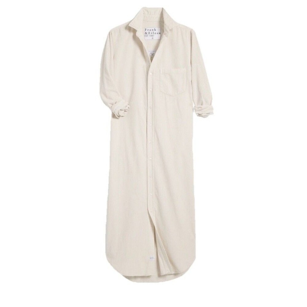 FRANK & EILEEN Rory MAXI SHIRT DRESS |VINTAGE WHITE CORDUROY Size XXS